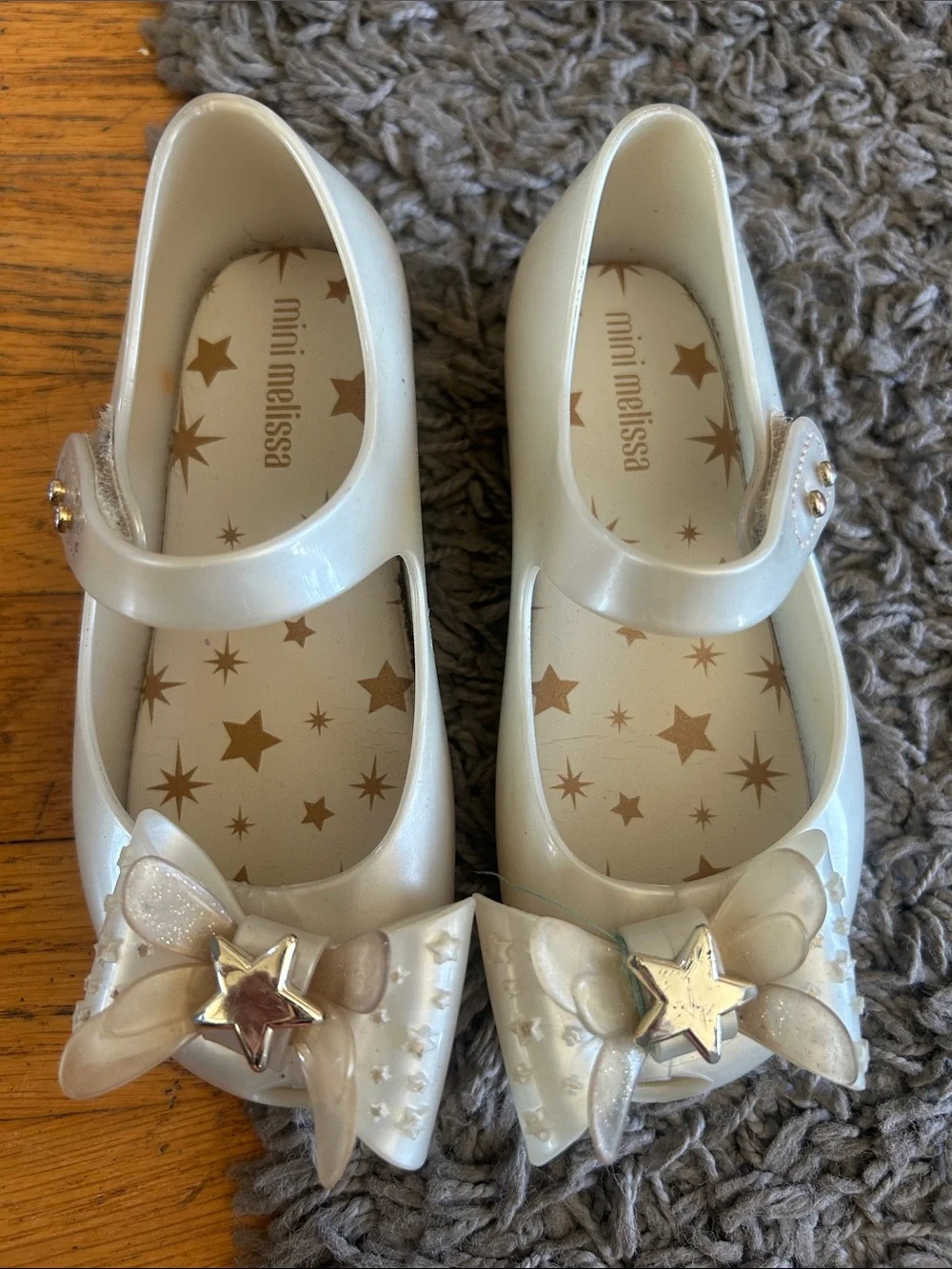 Mini Melissa Ultragirl Star II Metallic Jelly Ballet Flats Double-bow Star Sz 9
